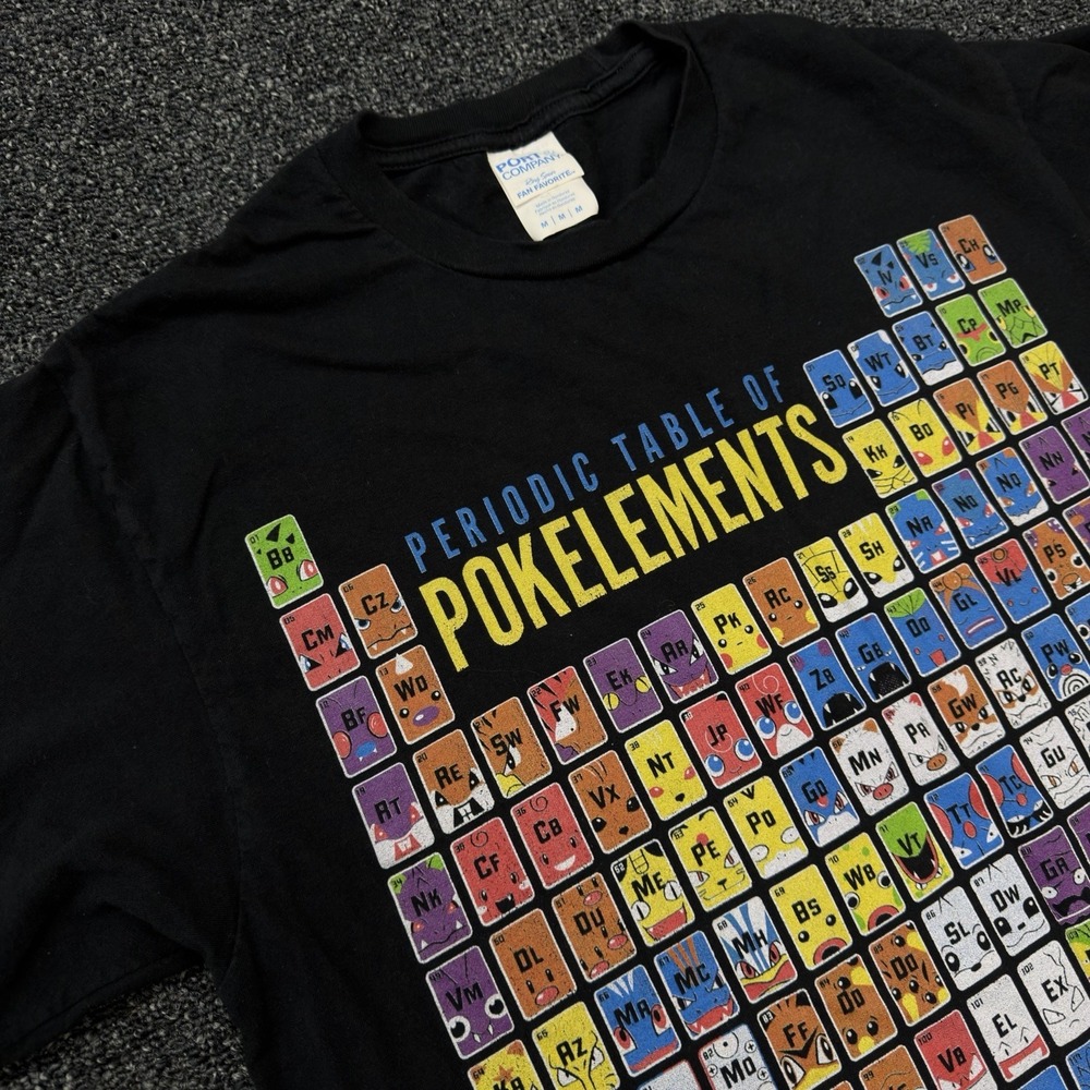 Periodic Table of Pokelements Pokemon Parody T-Shirt Medium Black